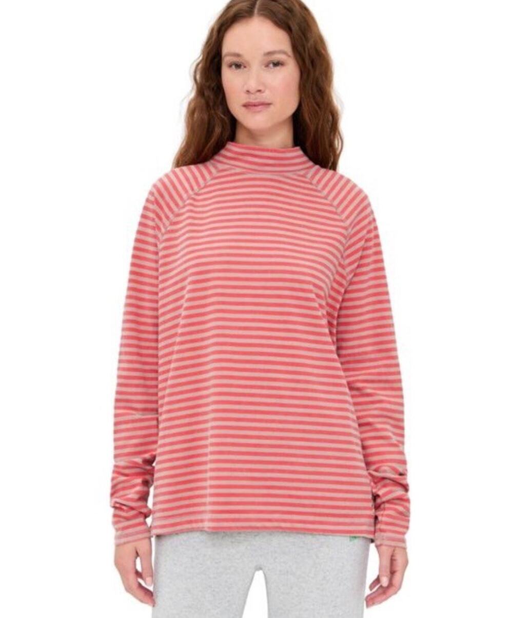 Free People Movement Restoration Stripe Layer Tee Size Medium Oversized Coral